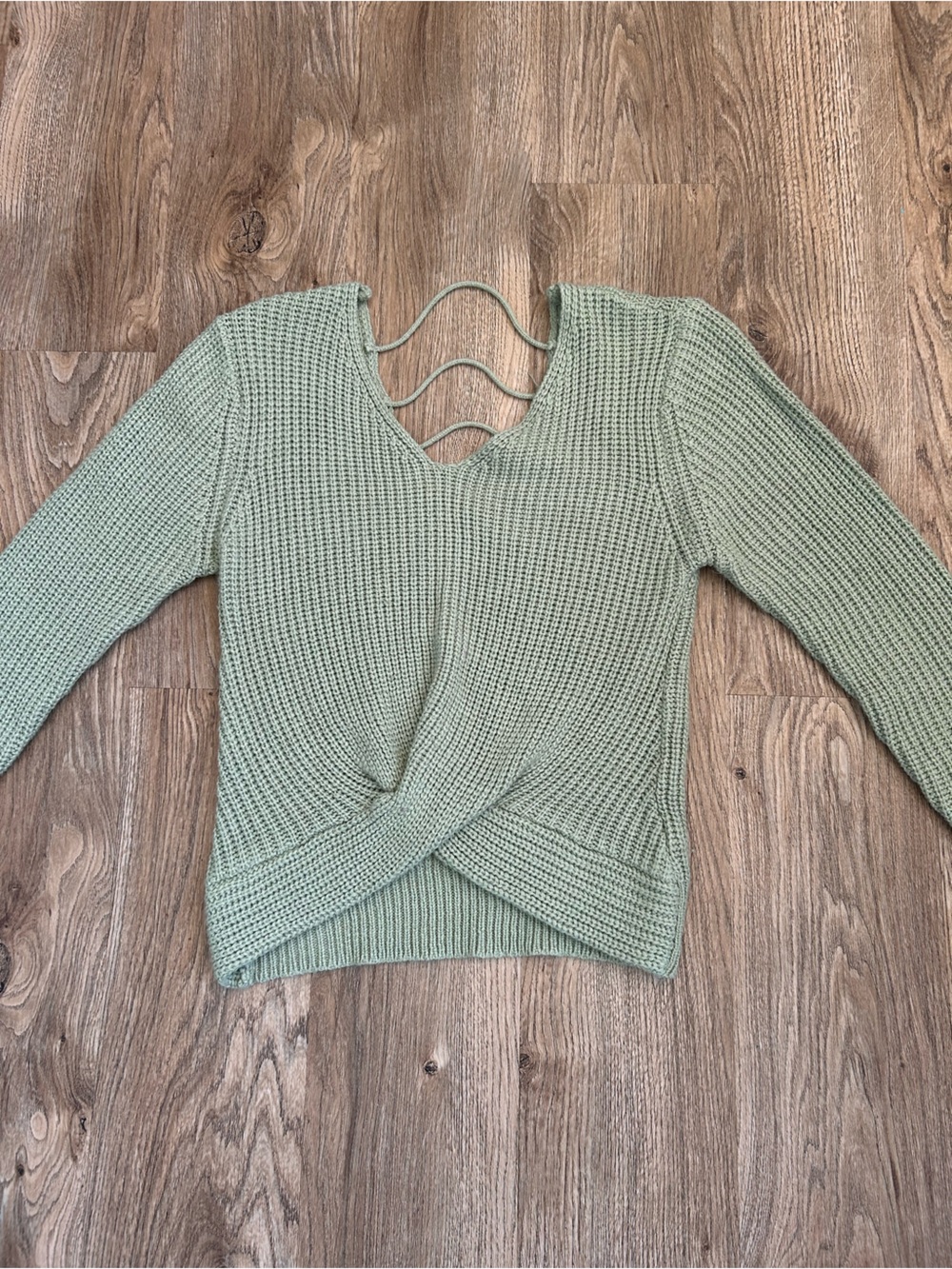 Knit Twist Front Sweater in Sage Green